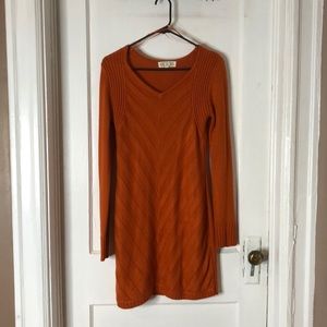 Orange sweater dress